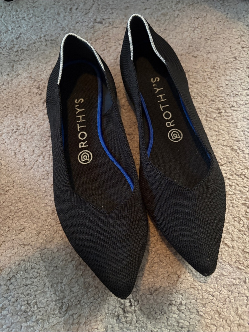 Rothy's Black Pointed Knit Flats